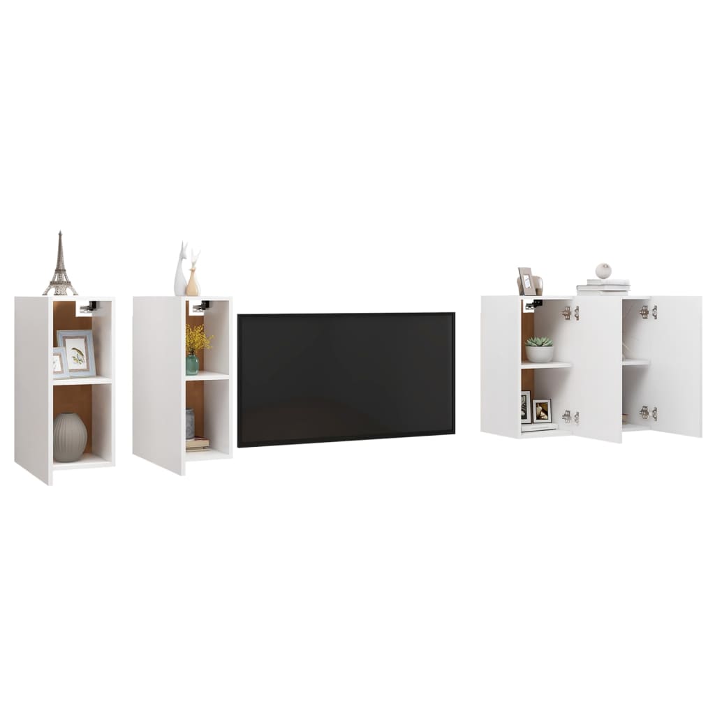 Móveis de TV 4 pcs 30,5x30x60 cm derivados de madeira branco