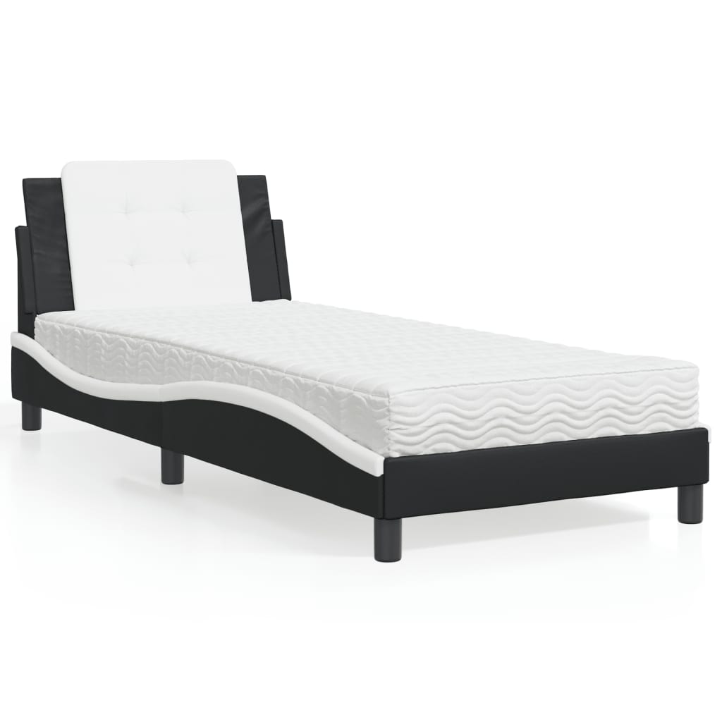 Estrutura de cama sem colchão zadar 80x200 cm couro artificial preto e branco
