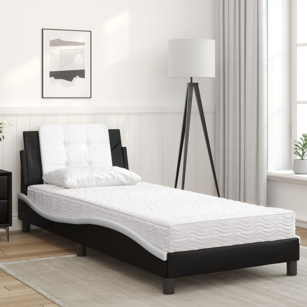 Estrutura de cama sem colchão zadar 80x200 cm couro artificial preto e branco