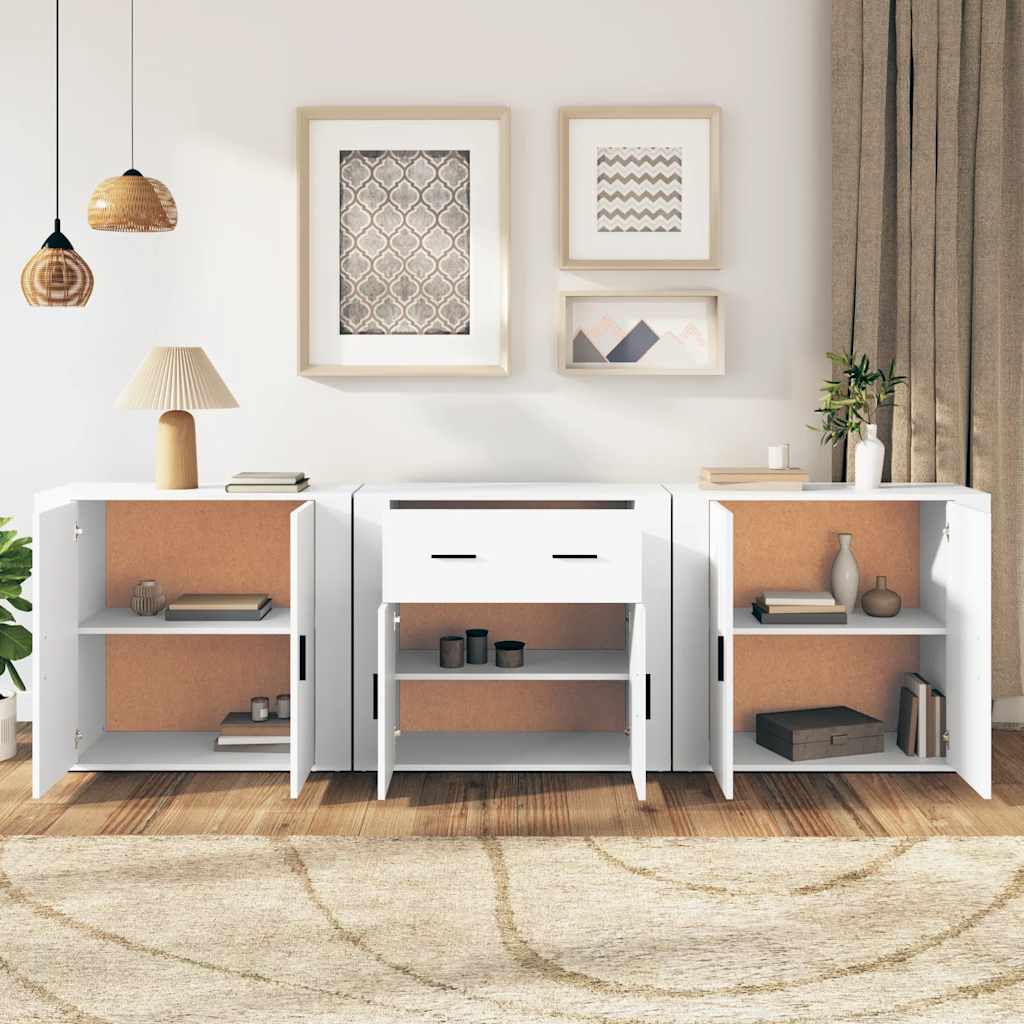 Aparadores 3 pcs madeira processada branco