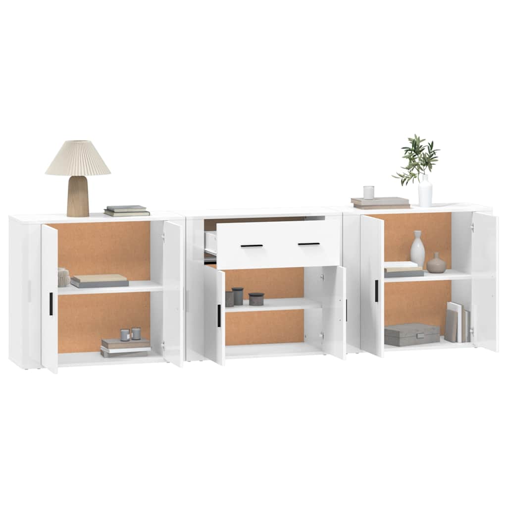 Aparadores 3 pcs madeira processada branco