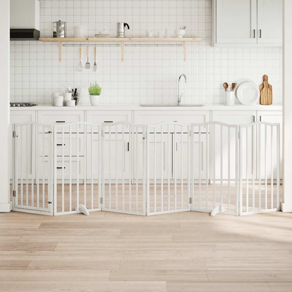 Portão p/ cães com porta dobrável 6 painéis 300 cm álamo branco