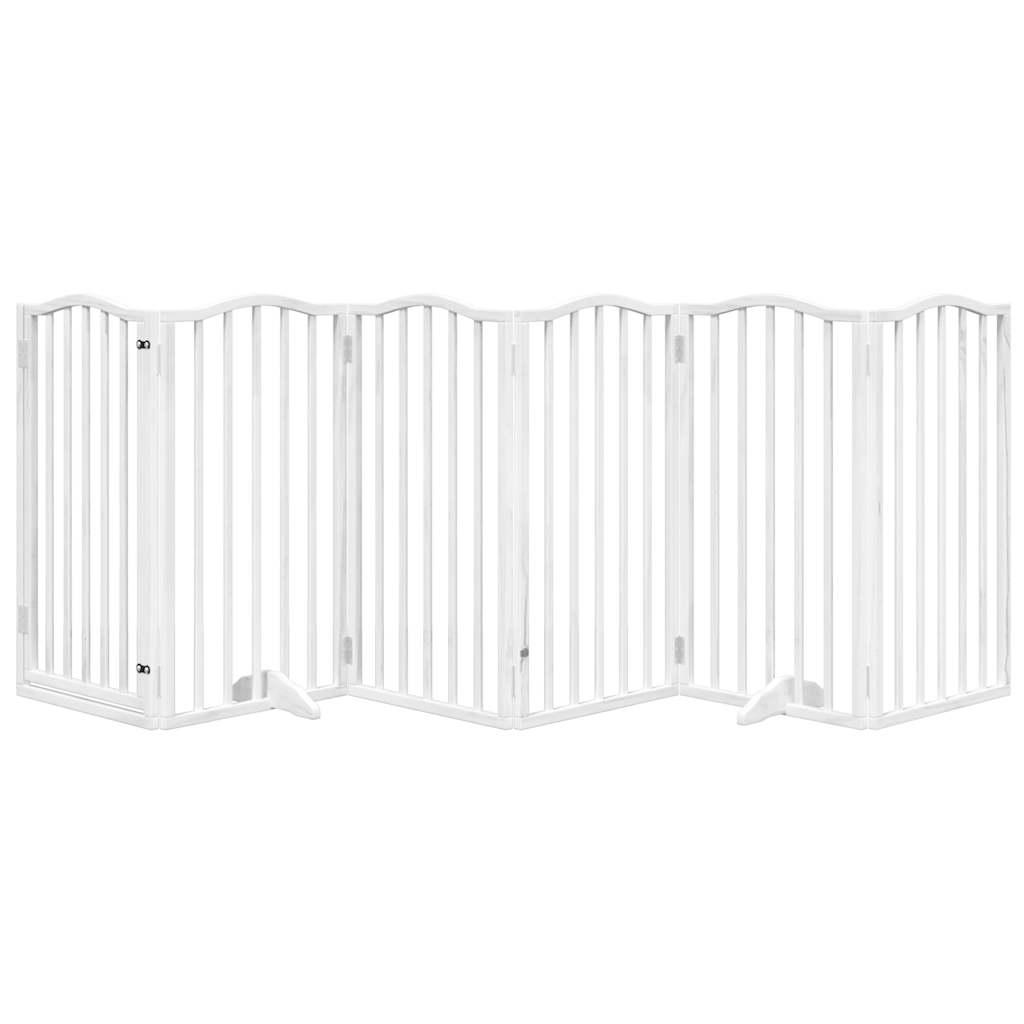 Portão p/ cães com porta dobrável 6 painéis 300 cm álamo branco