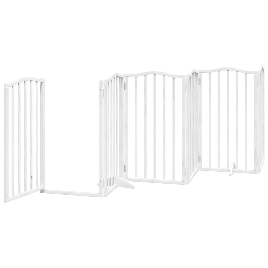 Portão p/ cães com porta dobrável 6 painéis 300 cm álamo branco