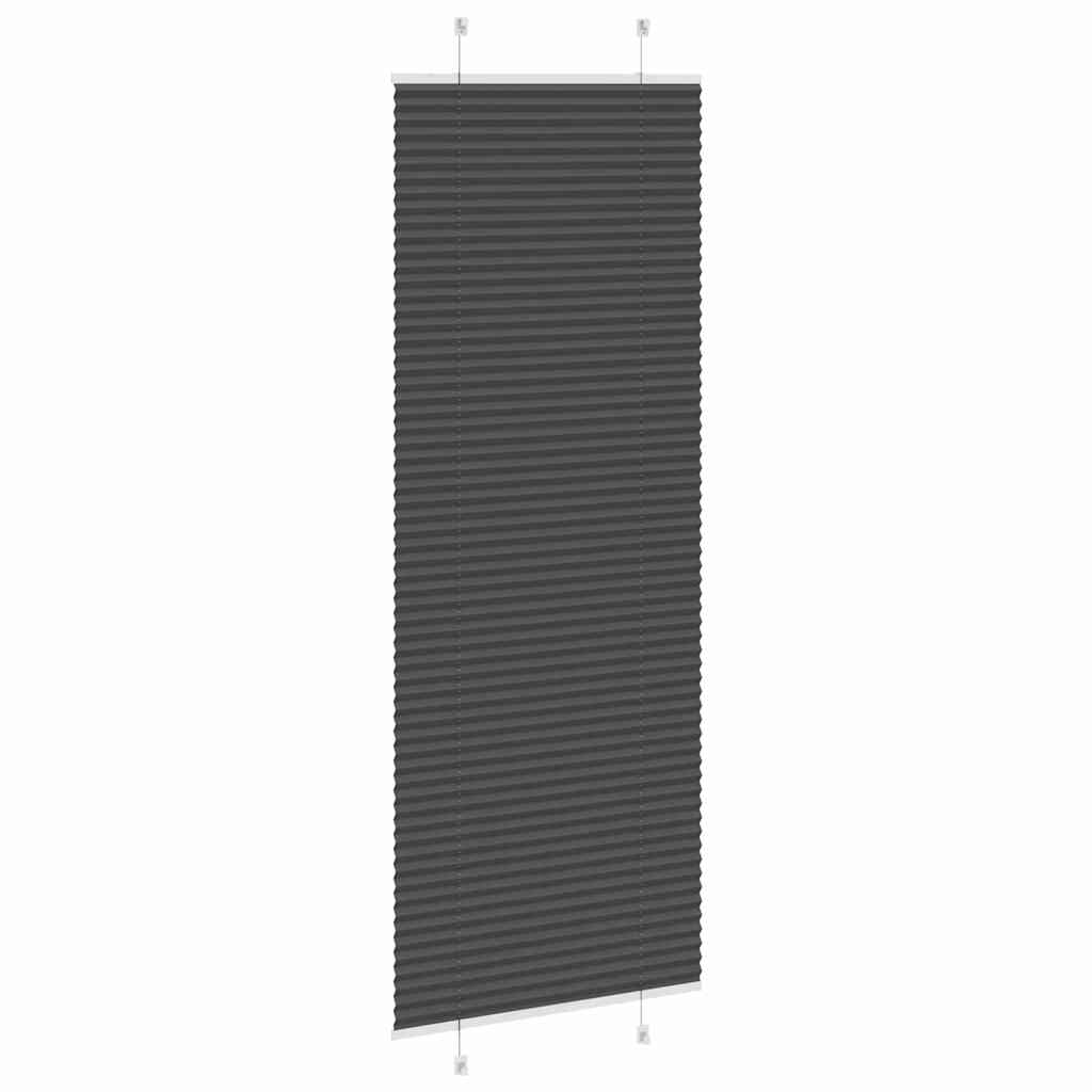 Preto plissada cega 70x200 cm largura tecido 69,4 cm poliéster