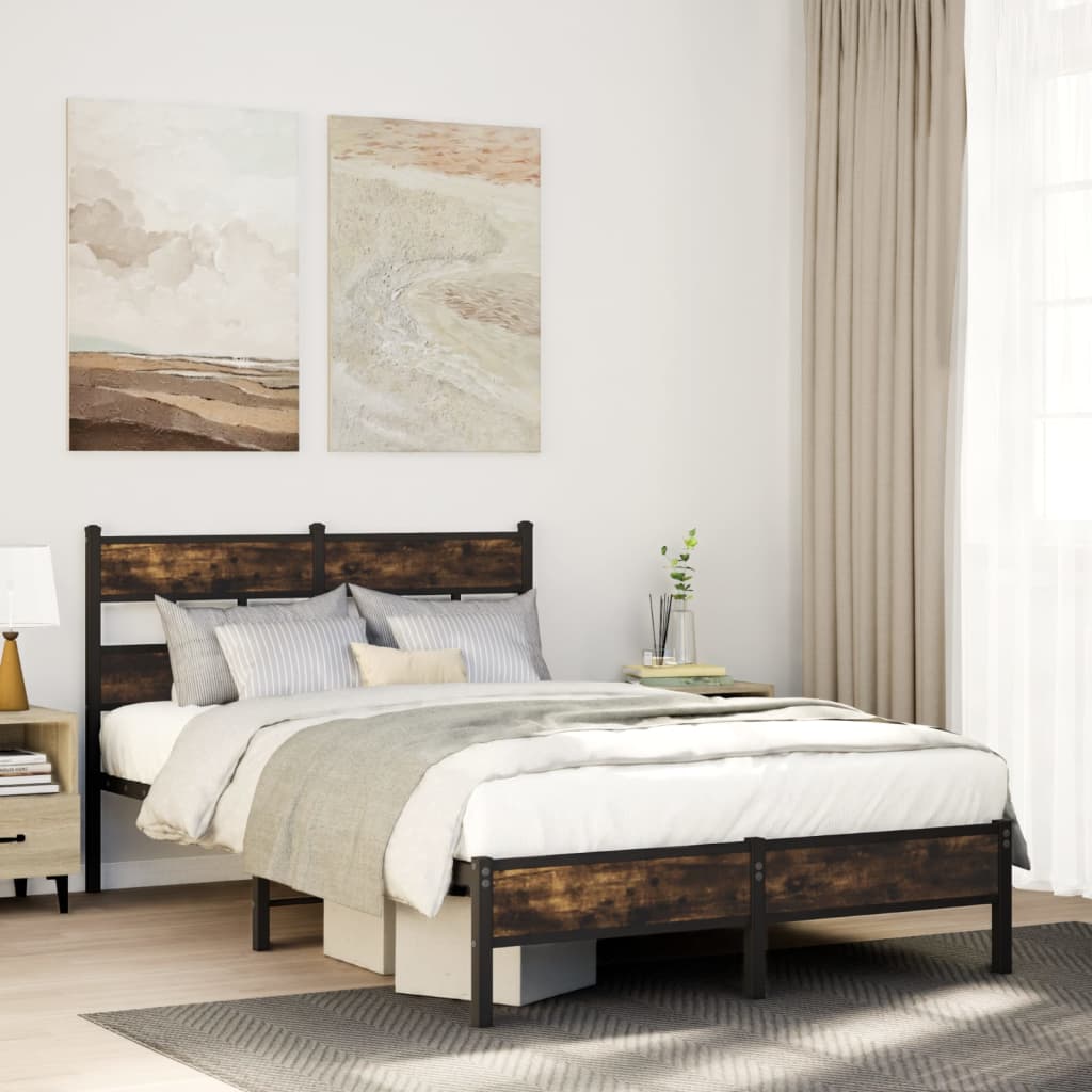 Cama sem colchão com cabeceira 120x200 cm carvalho sonoma