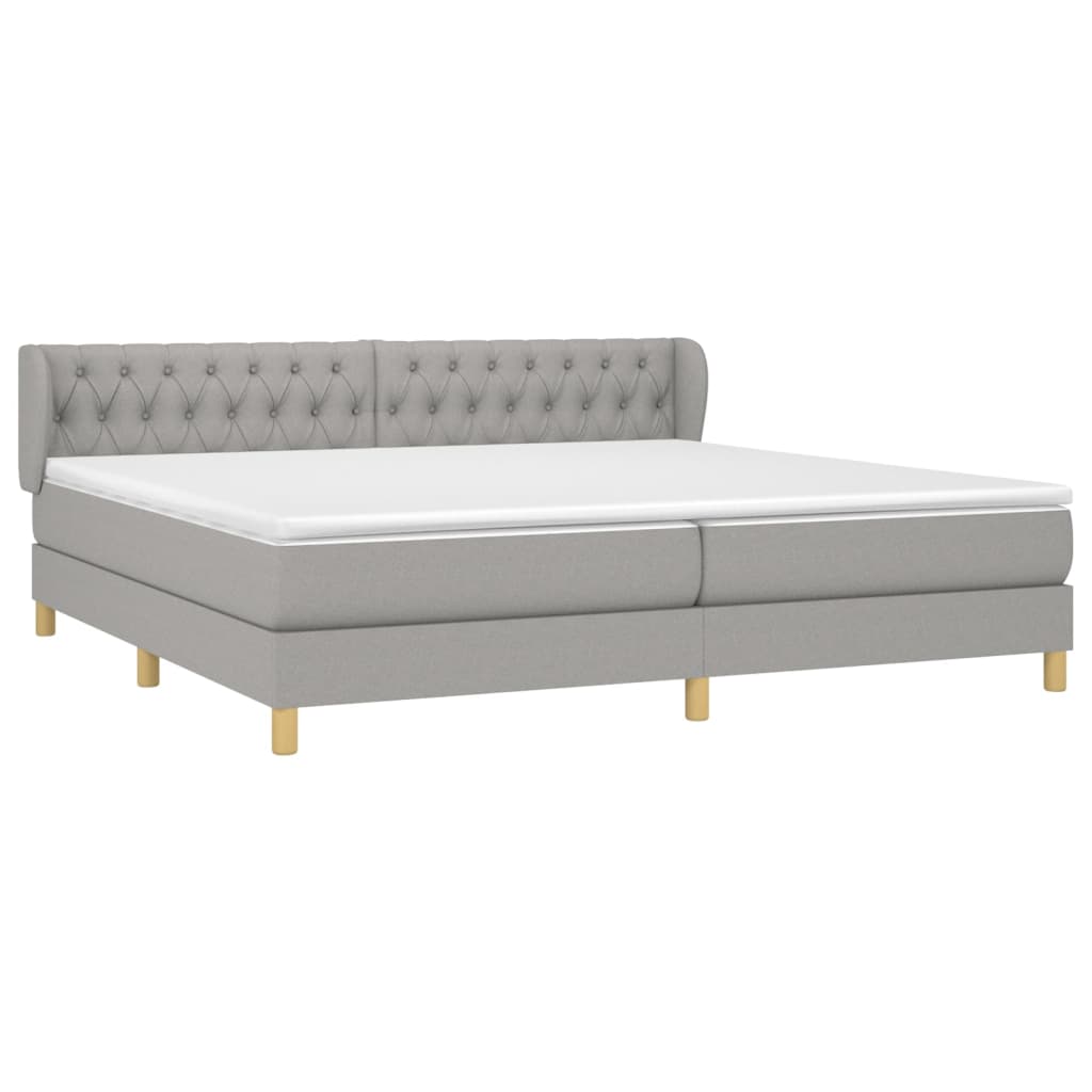 Cama com molas/colchão 200x200 cm tecido cinza-claro