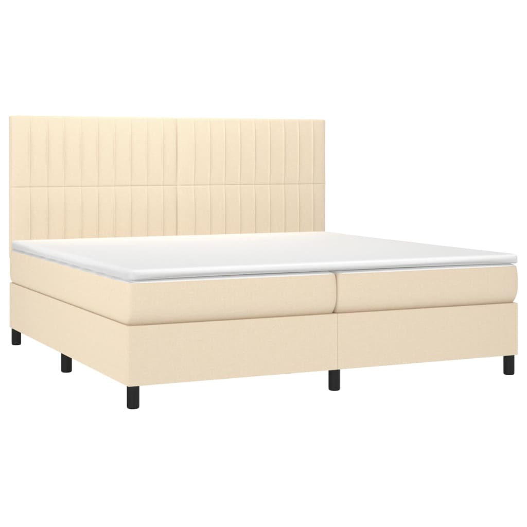 Cama com molas/colchão 200x200 cm tecido cor creme