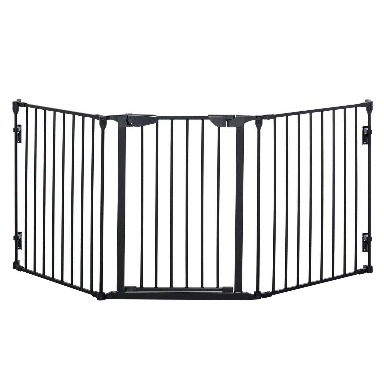 Barreira de segurança para animais de estimação barreira dobrável de 3 painéis com fechadura inteligente para corredor escada 180x74,5cm preto
