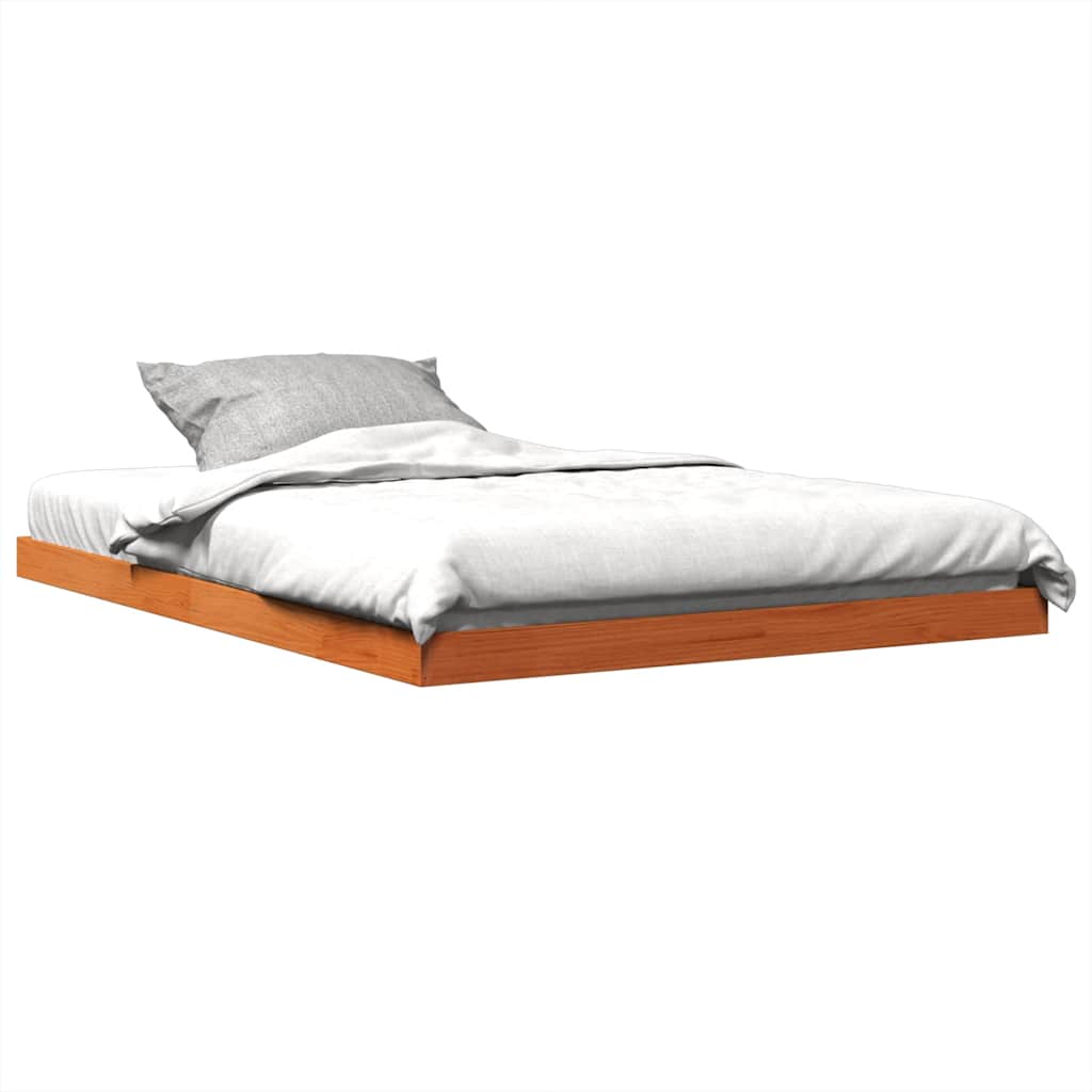 Estrutura de cama 135x190 cm madeira pinho maciça castanho cera