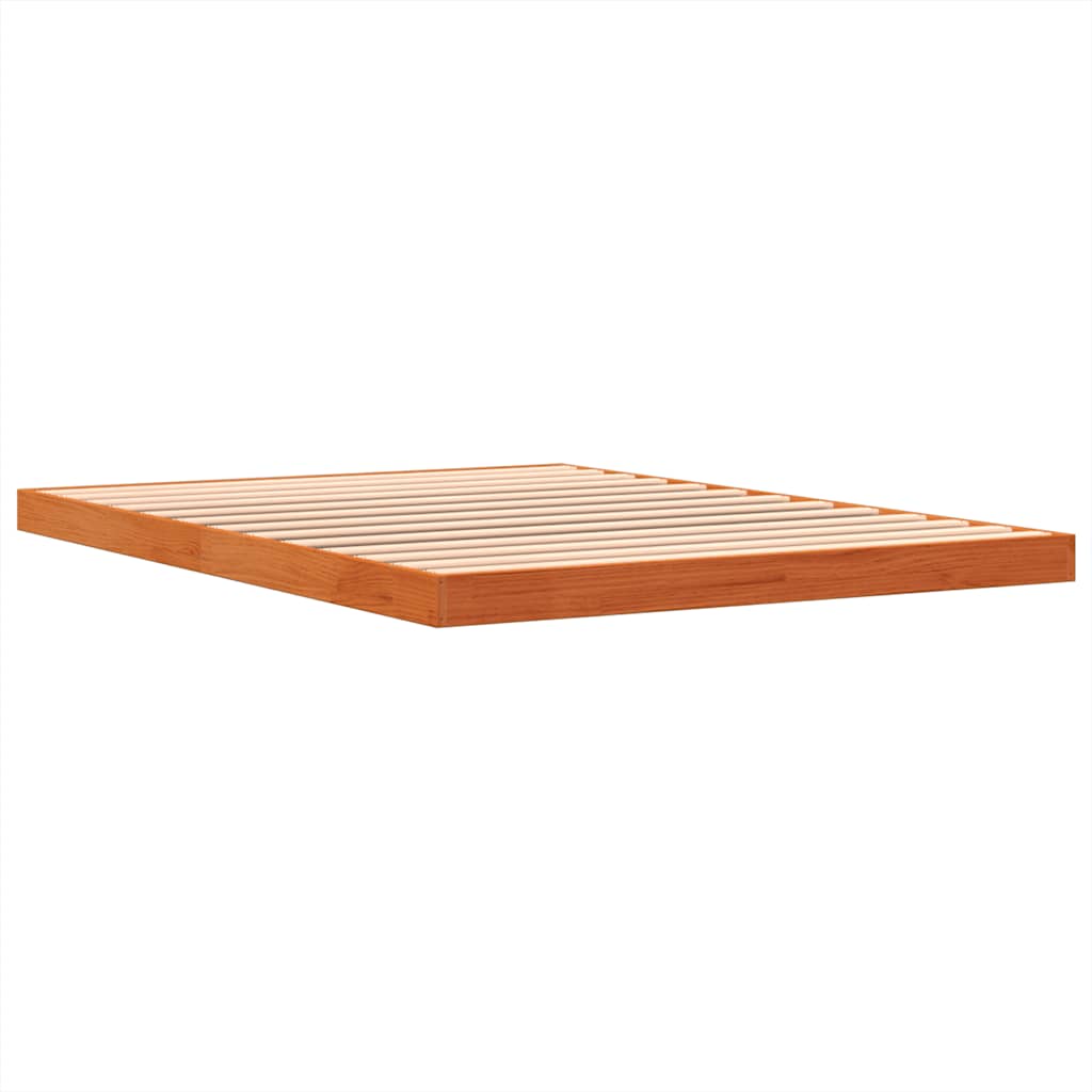 Estrutura de cama 135x190 cm madeira pinho maciça castanho cera