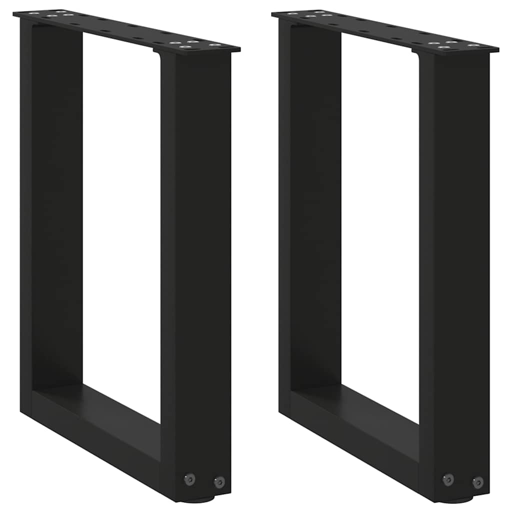 Pés para mesa de centro em formato de u, 2 peças, preto, 38x(42-43) cm, aço