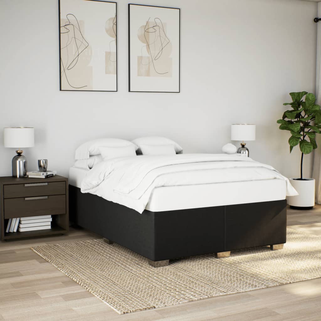 Cama com molas/colchão 140x190 cm tecido preto