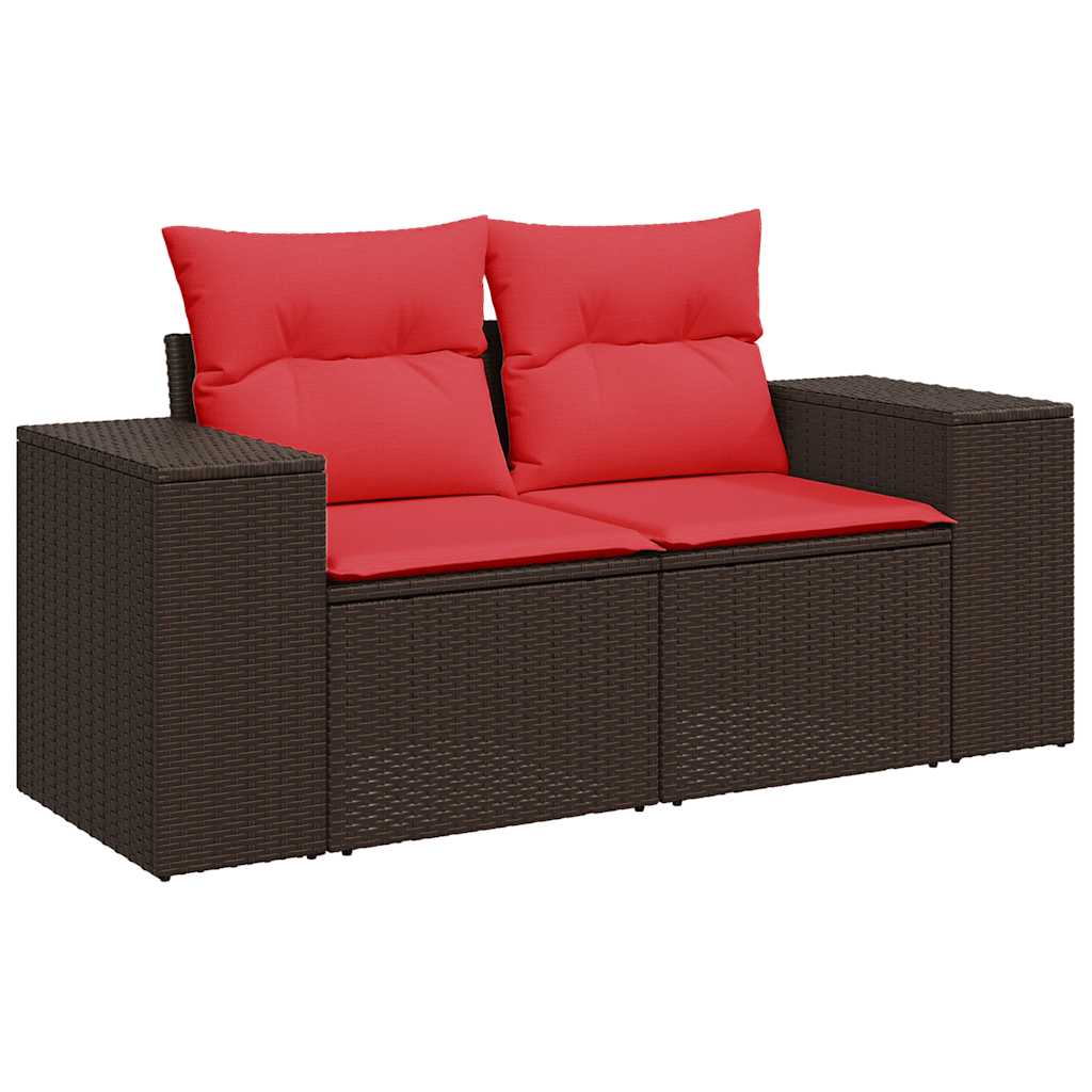 Conjunto de sofá de jardim com 7 peças e almofadas em rattan sintético marrom