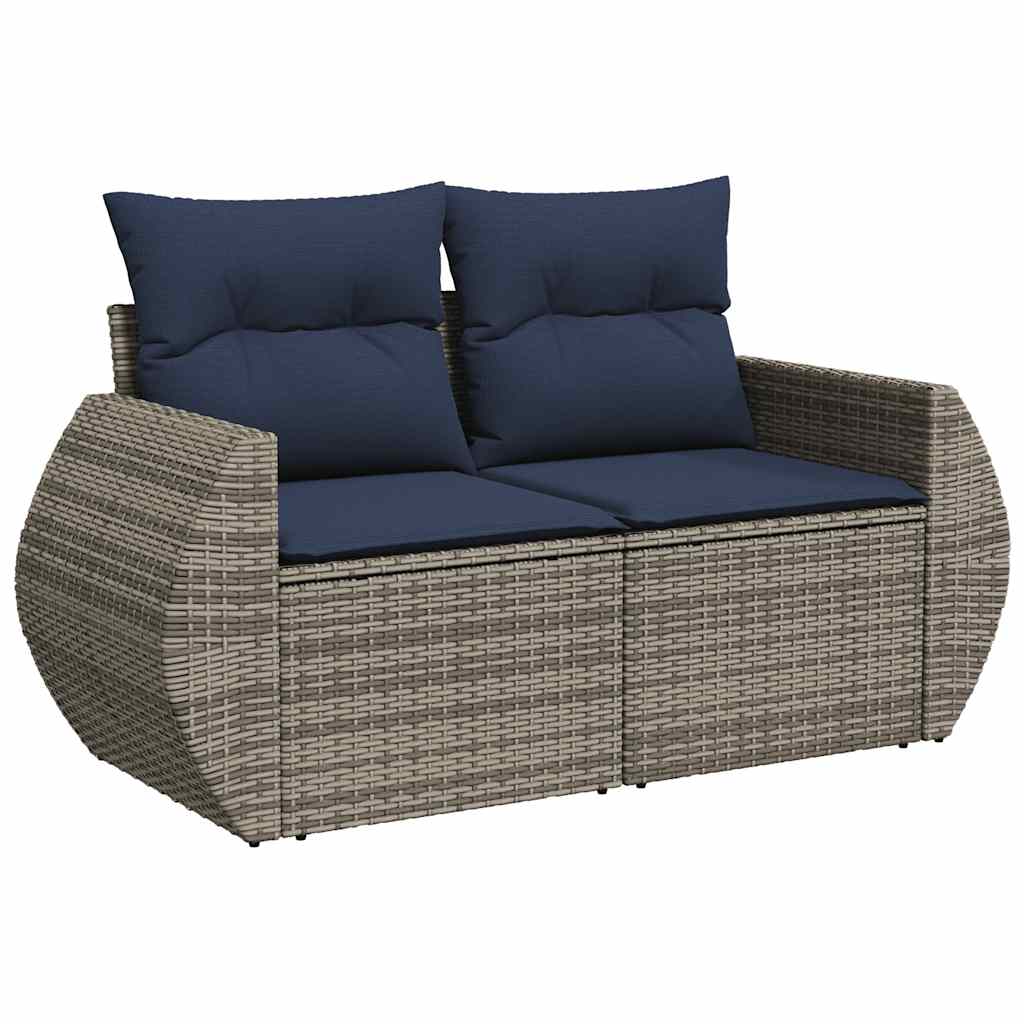 6 Pcs conjunto sofás de jardim com almofadões vime cinzento