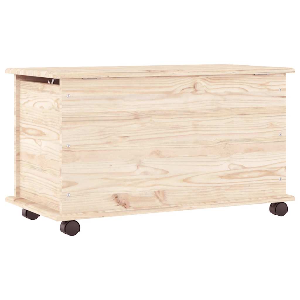 Arca de arrumação c/ rodas alta 73x39,5x43 cm pinho maciço