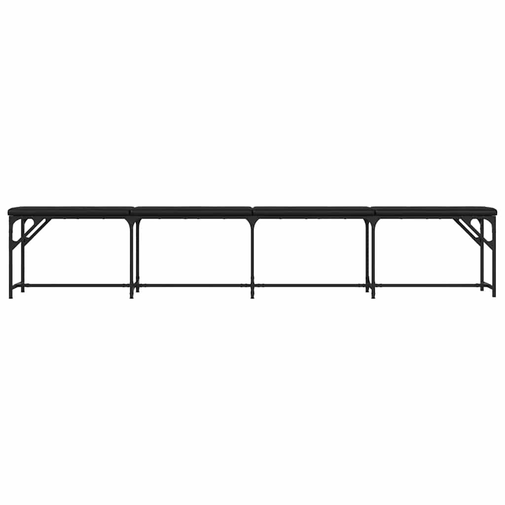 Banco de jantar 248x32x45 cm aço e couro artificial preto