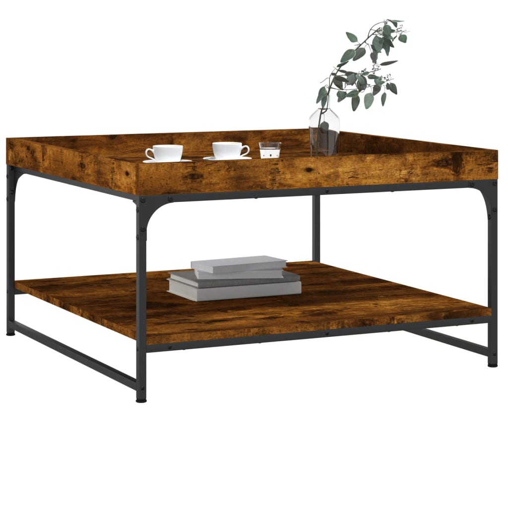 Mesa de centro 80x80x45 cm deriv. madeira/ferro carvalho fumado