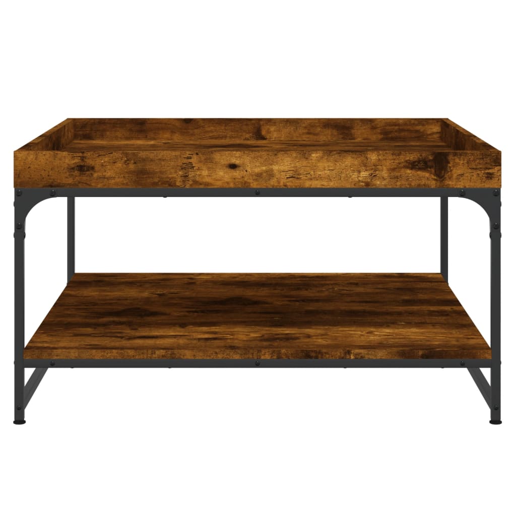 Mesa de centro 80x80x45 cm deriv. madeira/ferro carvalho fumado