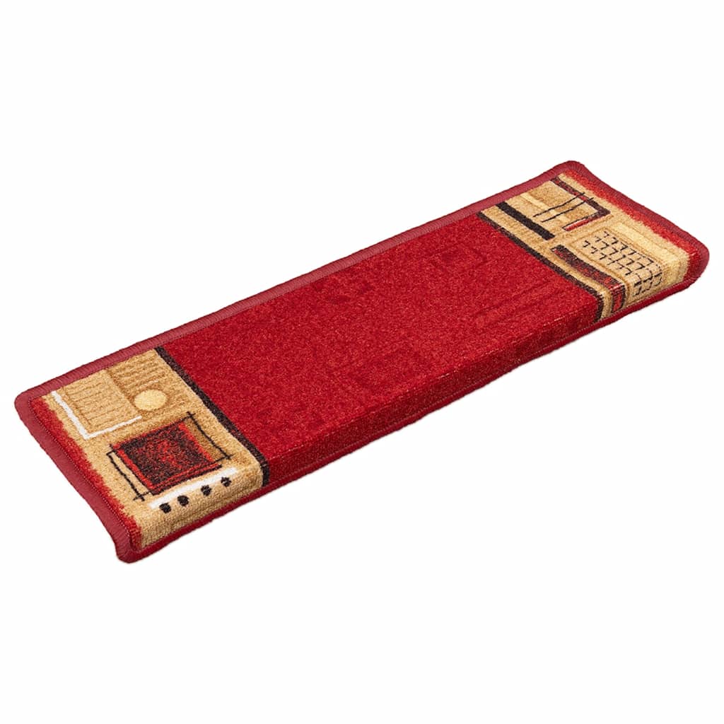 Tapetes de escadas adesivos 10 pcs 65x21x4 cm vermelho