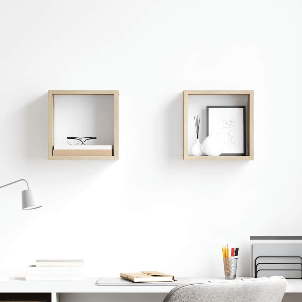 Prateleiras de parede em forma de cubo 2 pcs 26x15x26 cm sonoma