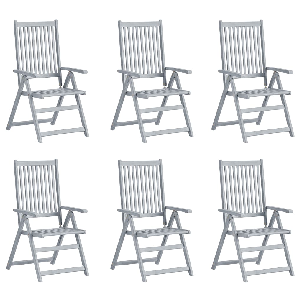 Cadeiras jardim reclináveis c/ almofadões 6 pcs acácia maciça