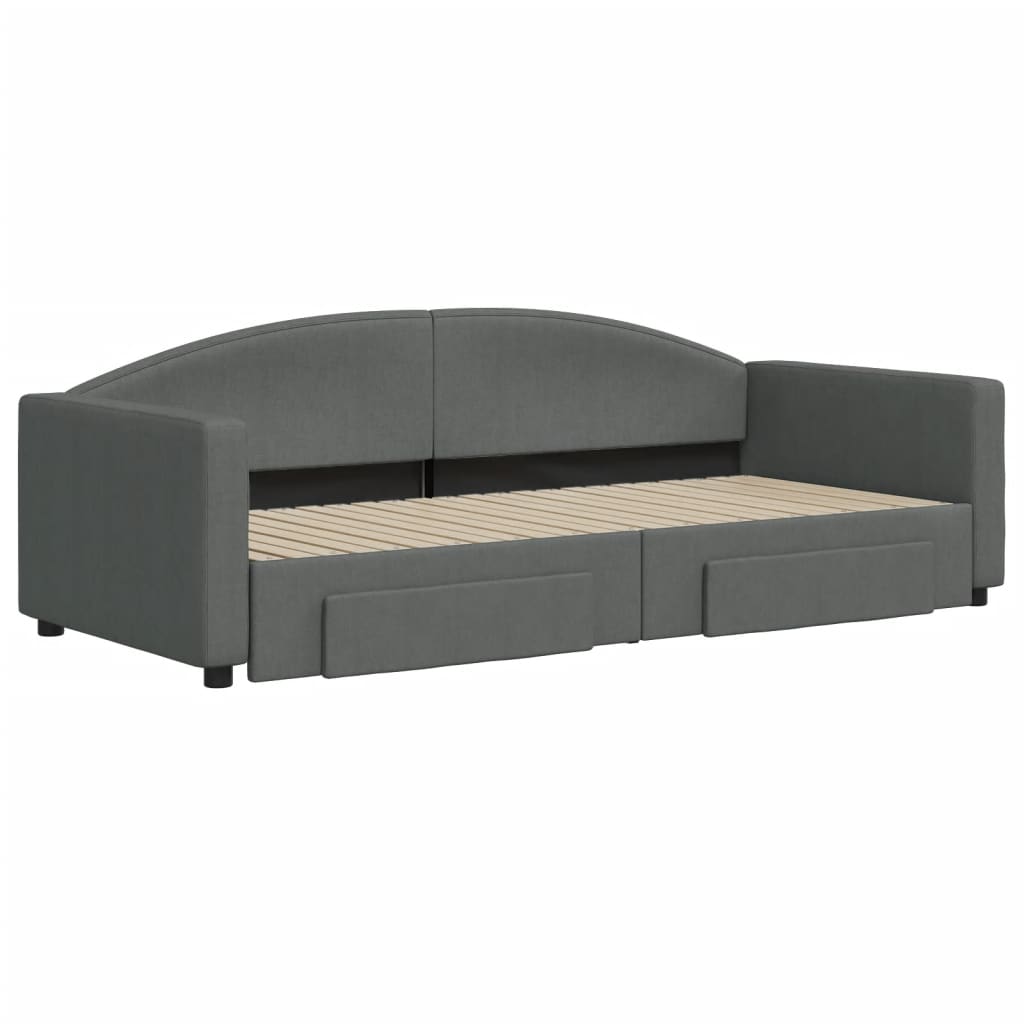 Sofá-cama c/ gavetão e gavetas 90x200 cm tecido cinzento-escuro