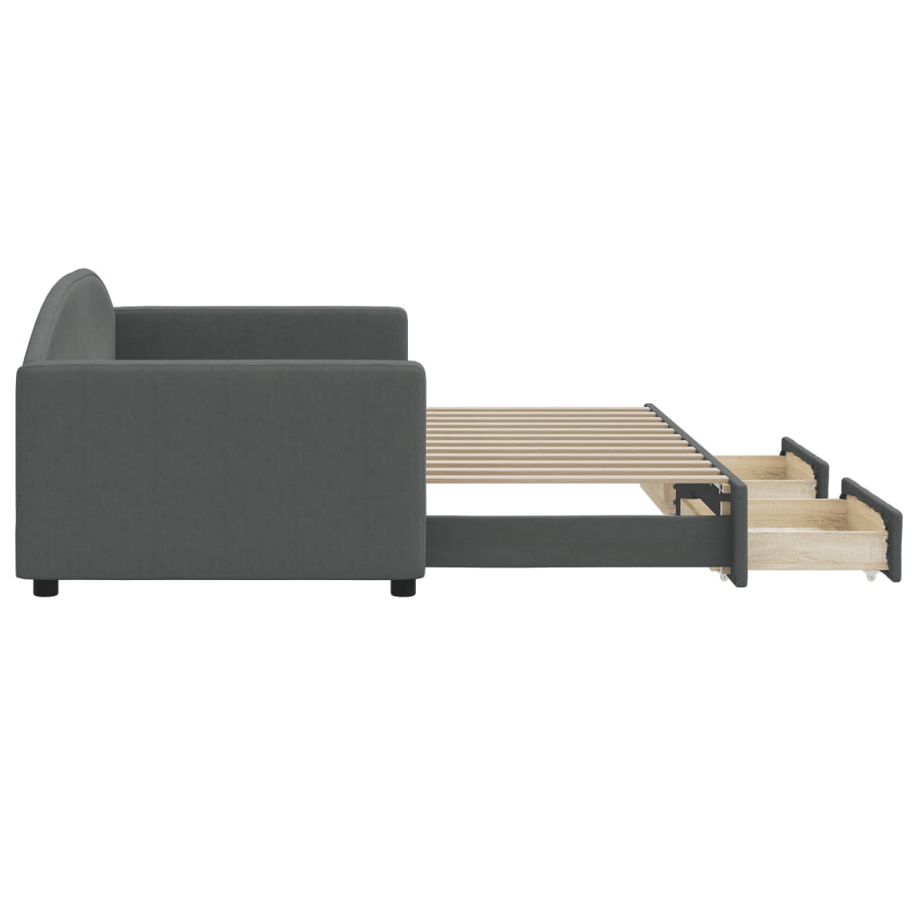 Sofá-cama c/ gavetão e gavetas 90x200 cm tecido cinzento-escuro