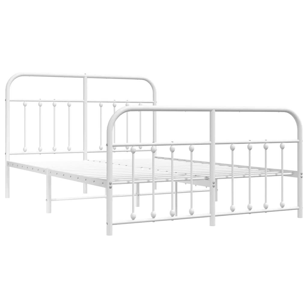 Estrutura de cama com cabeceira e pés 140x190 cm metal branco