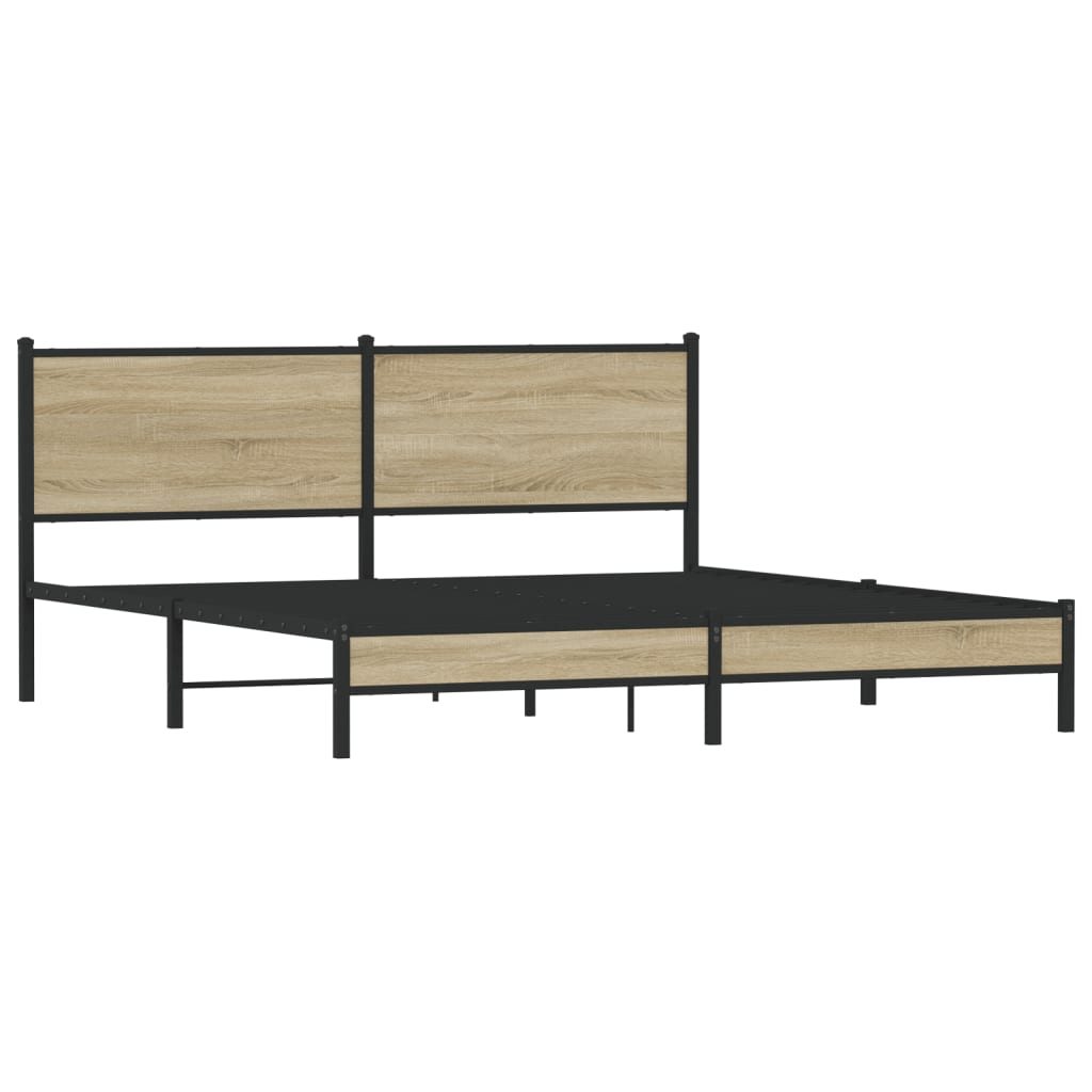 Estrutura de cama sem colchão 160x200cm metal carvalho sonoma