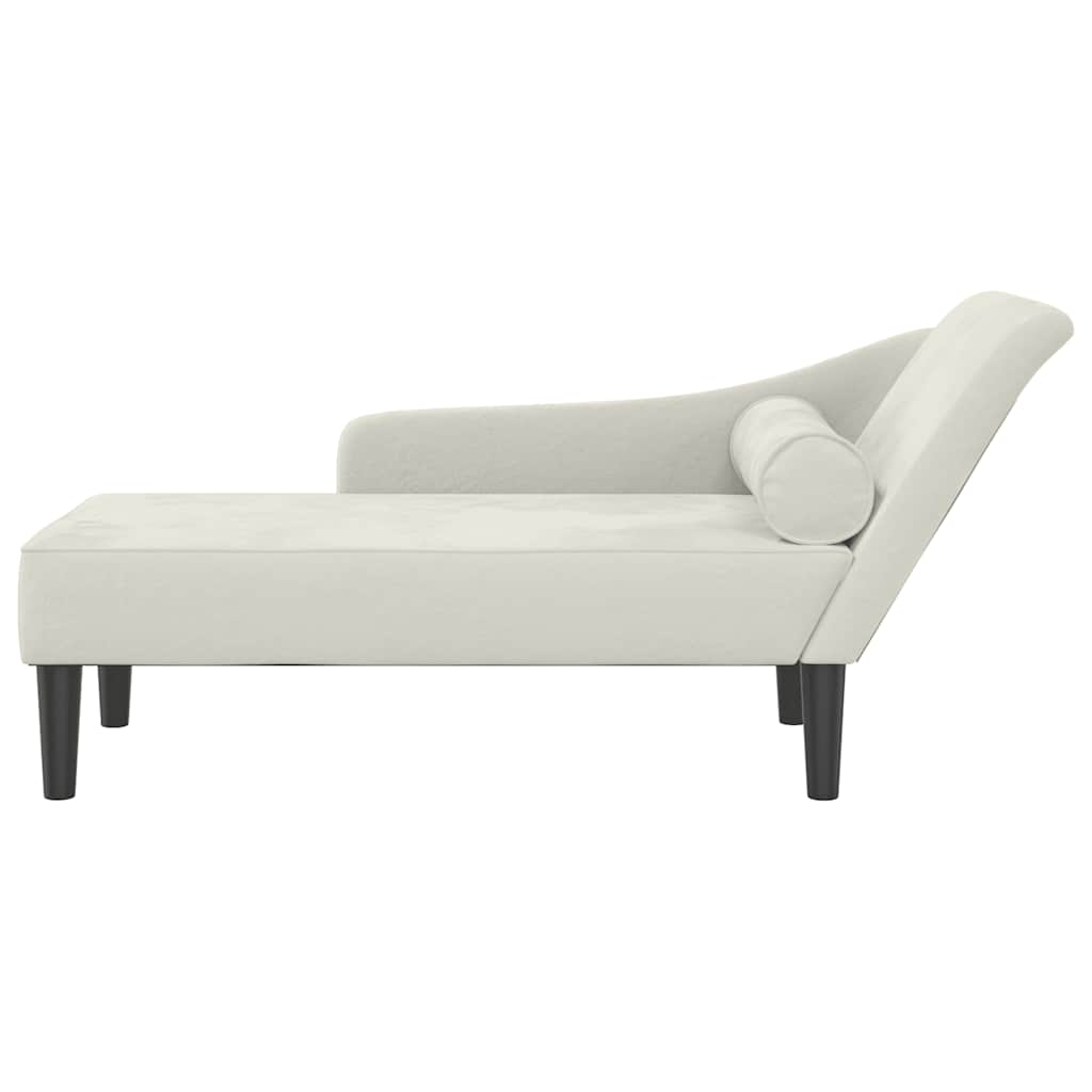 Chaise lounge com almofadões veludo creme