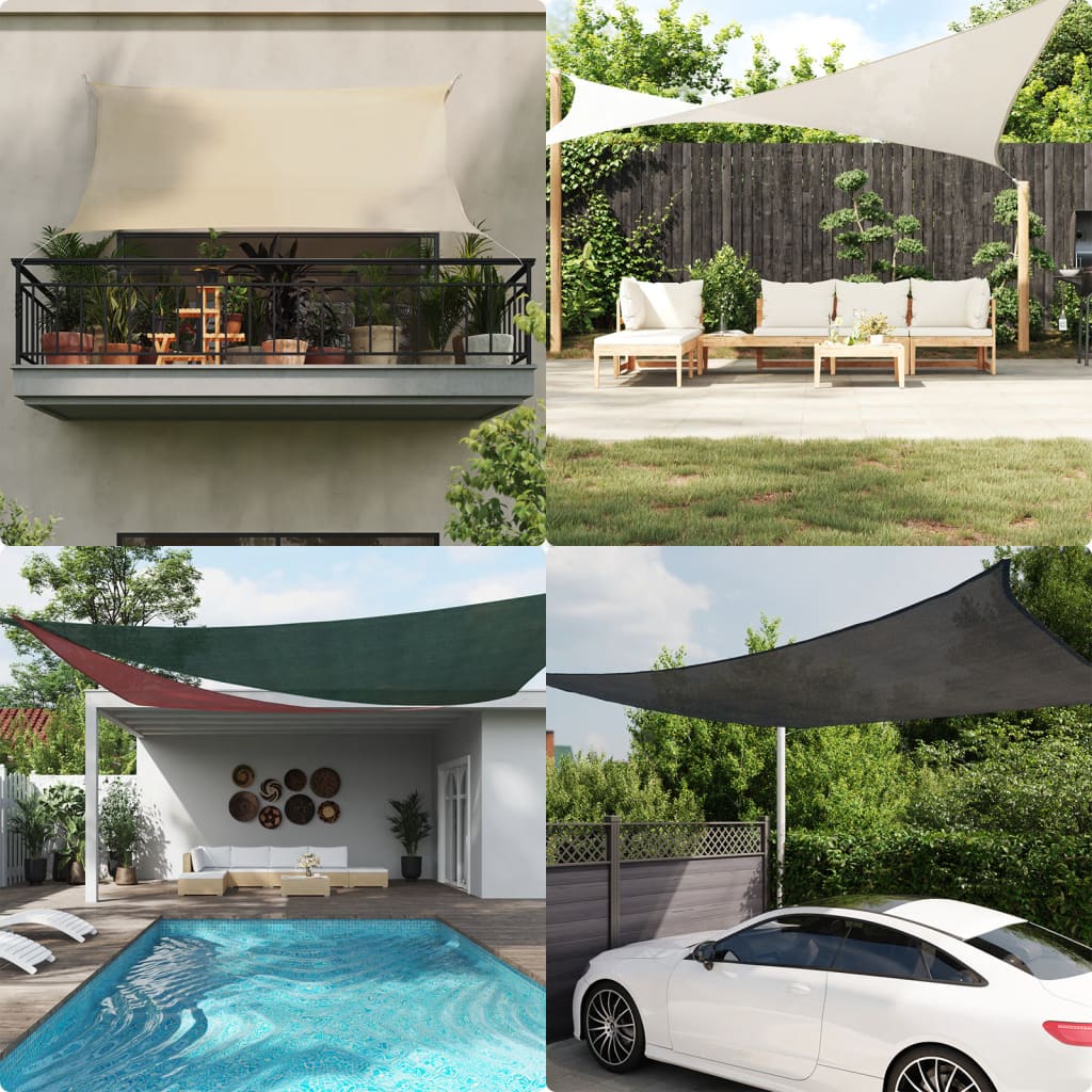 Para-sol estilo vela retangular 160 g/m² 5x8 m pead cinza-claro