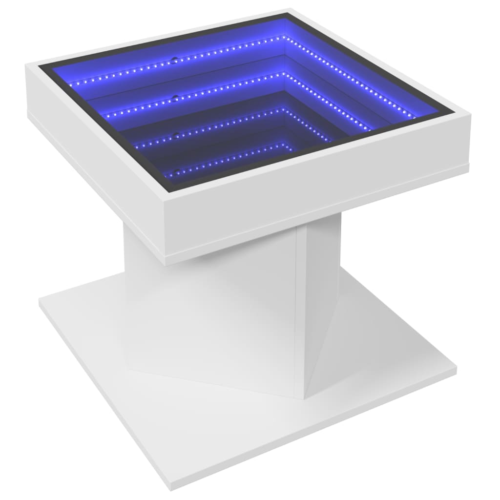 Mesa de centro c/ leds 50x50x45cm derivados de madeira branco