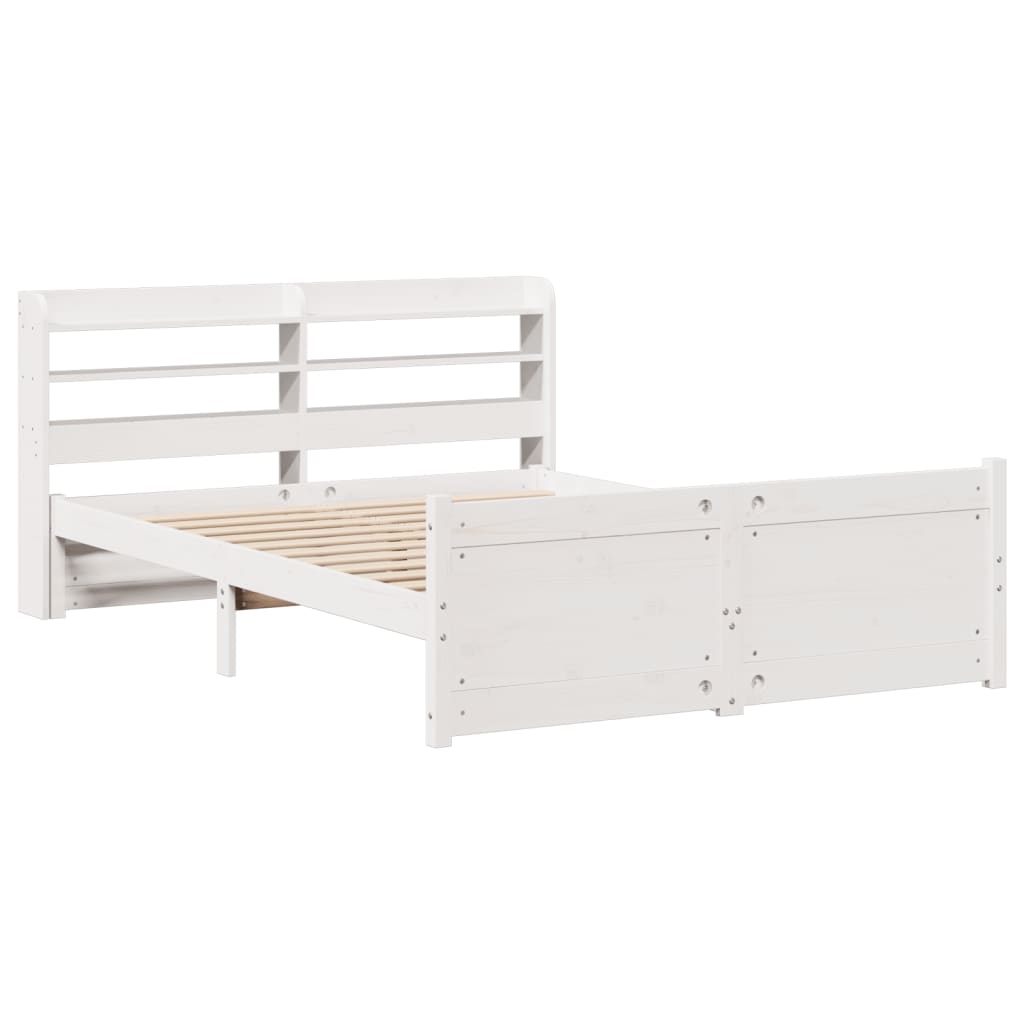 Estrutura de cama c/ cabeceira 150x200 cm pinho maciço branco