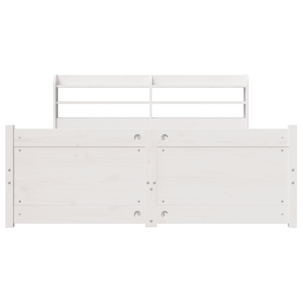 Estrutura de cama c/ cabeceira 150x200 cm pinho maciço branco