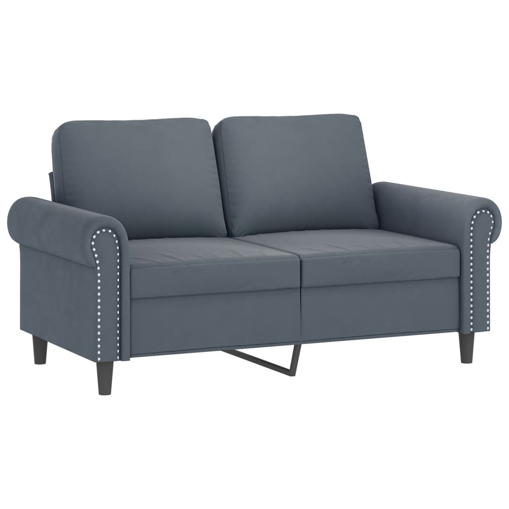 4 Pcs conjunto de sofás com almofadas veludo cinzento-escuro