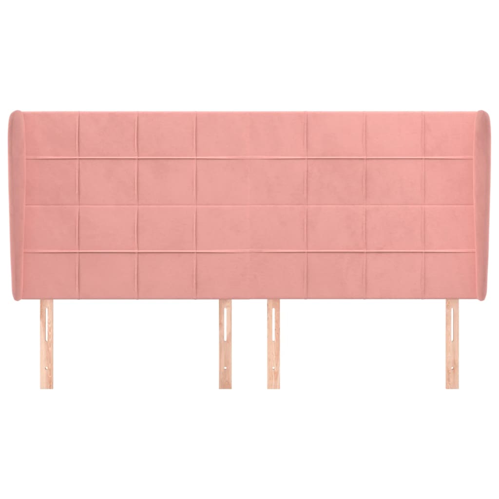 Cabeceira cama c/ abas veludo 183x23x118/128 cm rosa