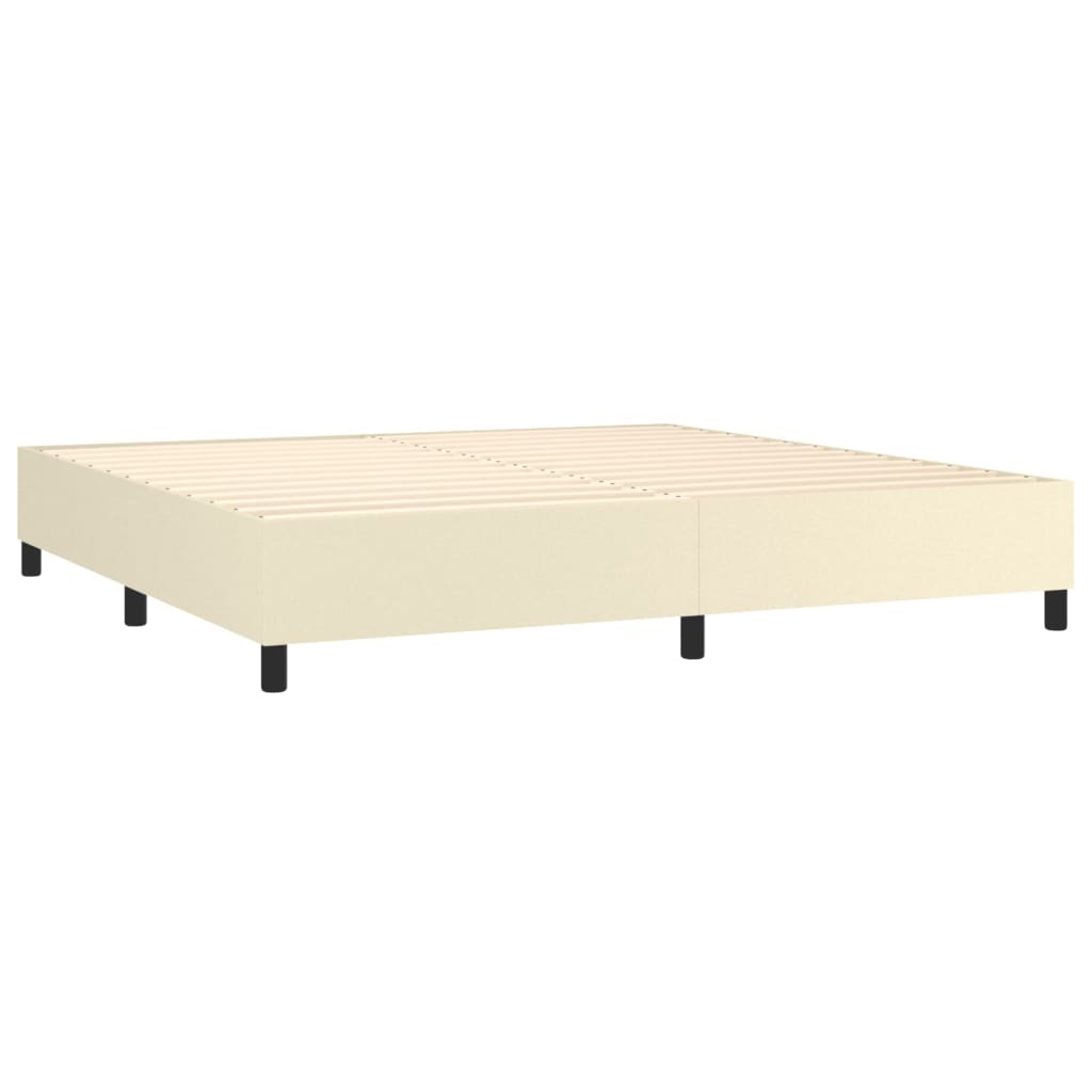 Cama com molas/colchão 200x200 cm couro artificial cor creme