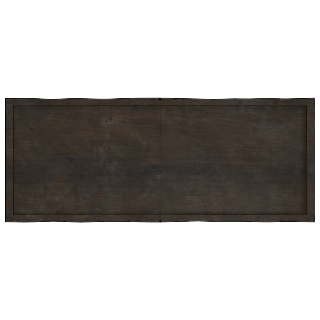 Tampo de mesa com bordas vivas maciço tratado castanho-escuro