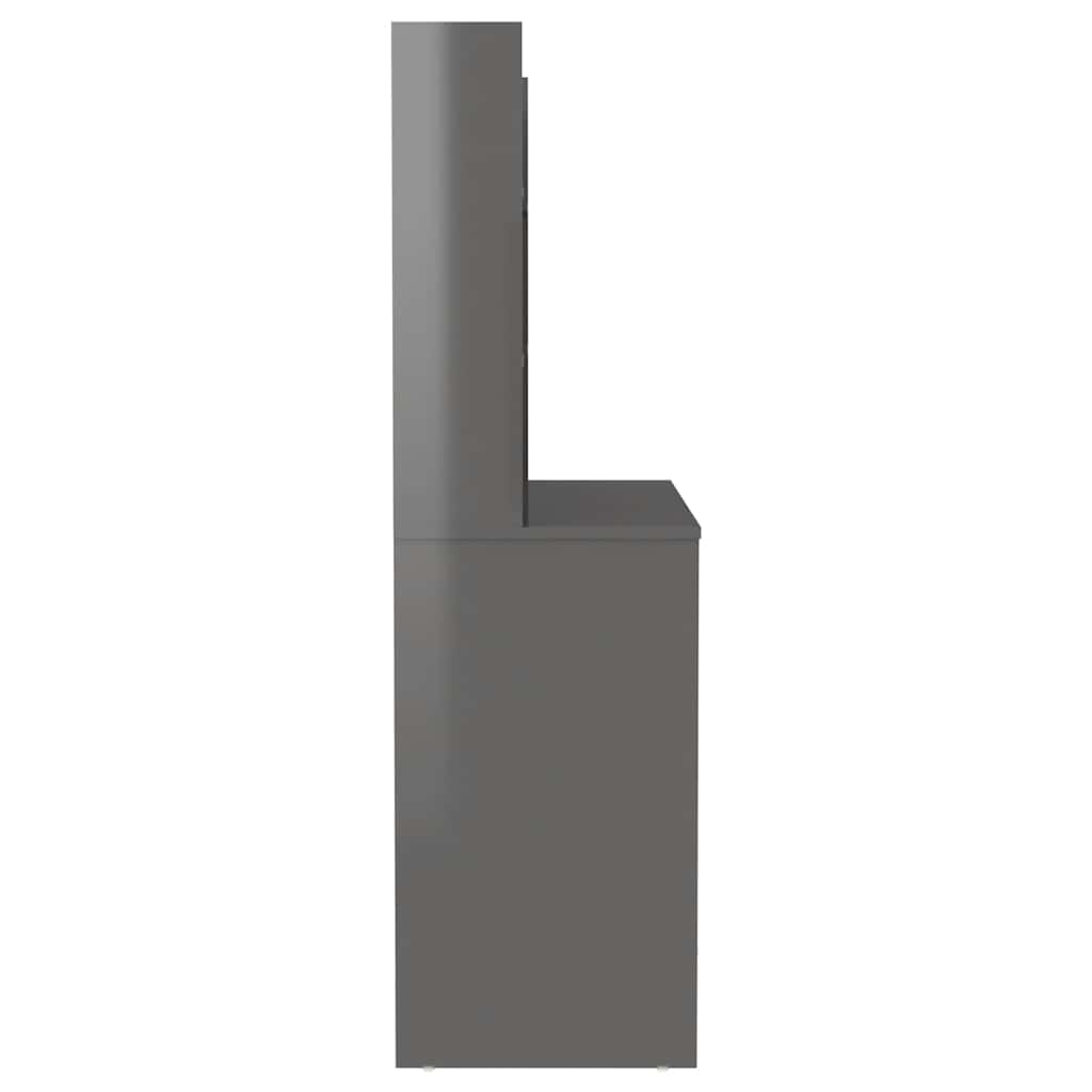 Mesa de maquilhagem c/ leds 100x40x135 cm MDF cinza brilhante