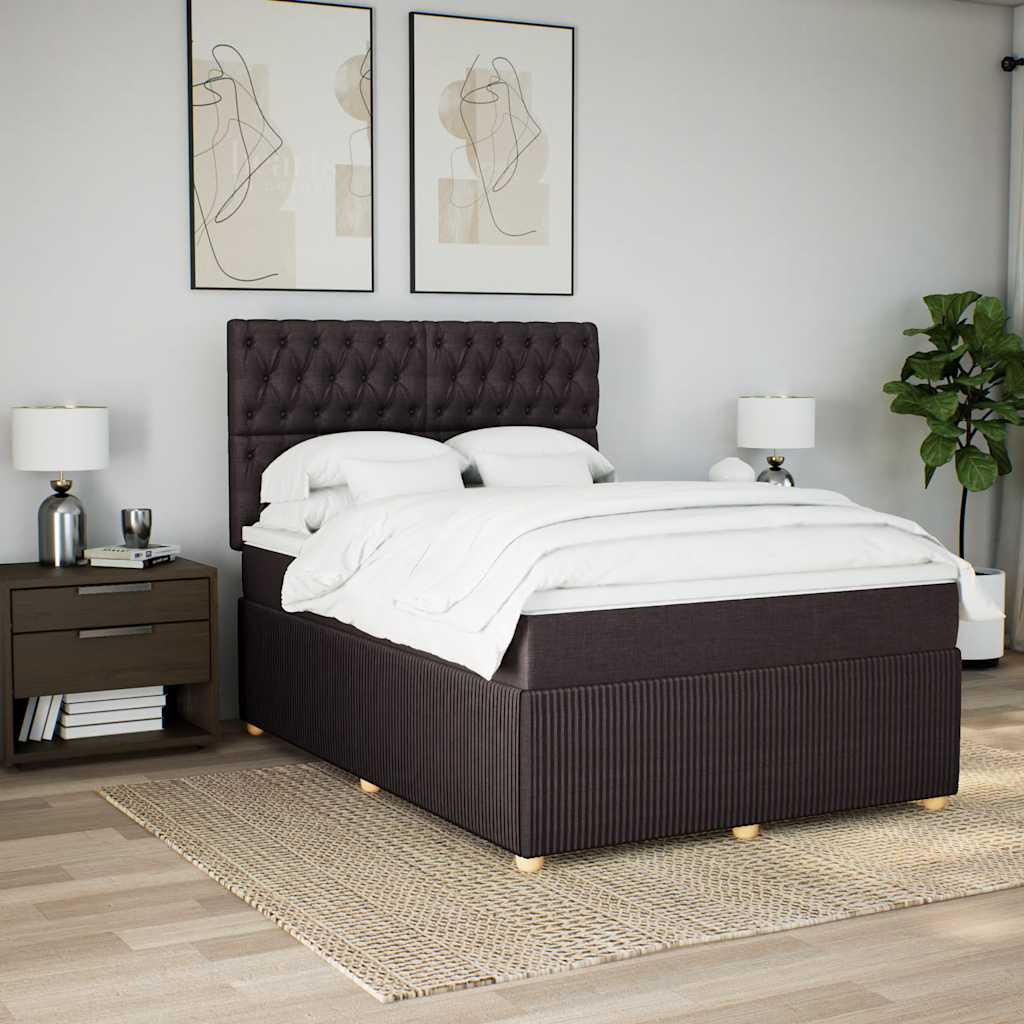 Cama com molas/colchão 140x190 cm tecido castanho-escuro