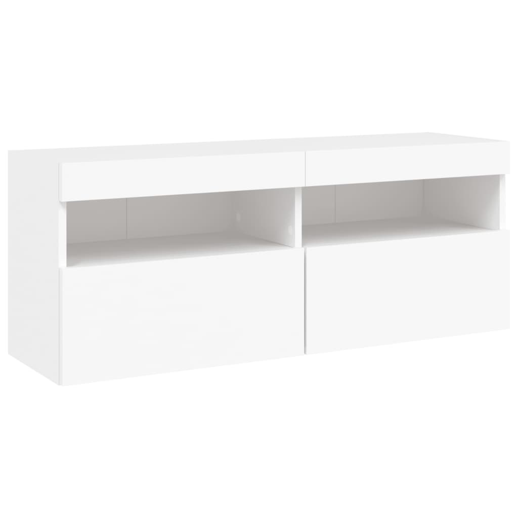 Móvel de parede para TV com luzes LED 100x30x40 cm branco