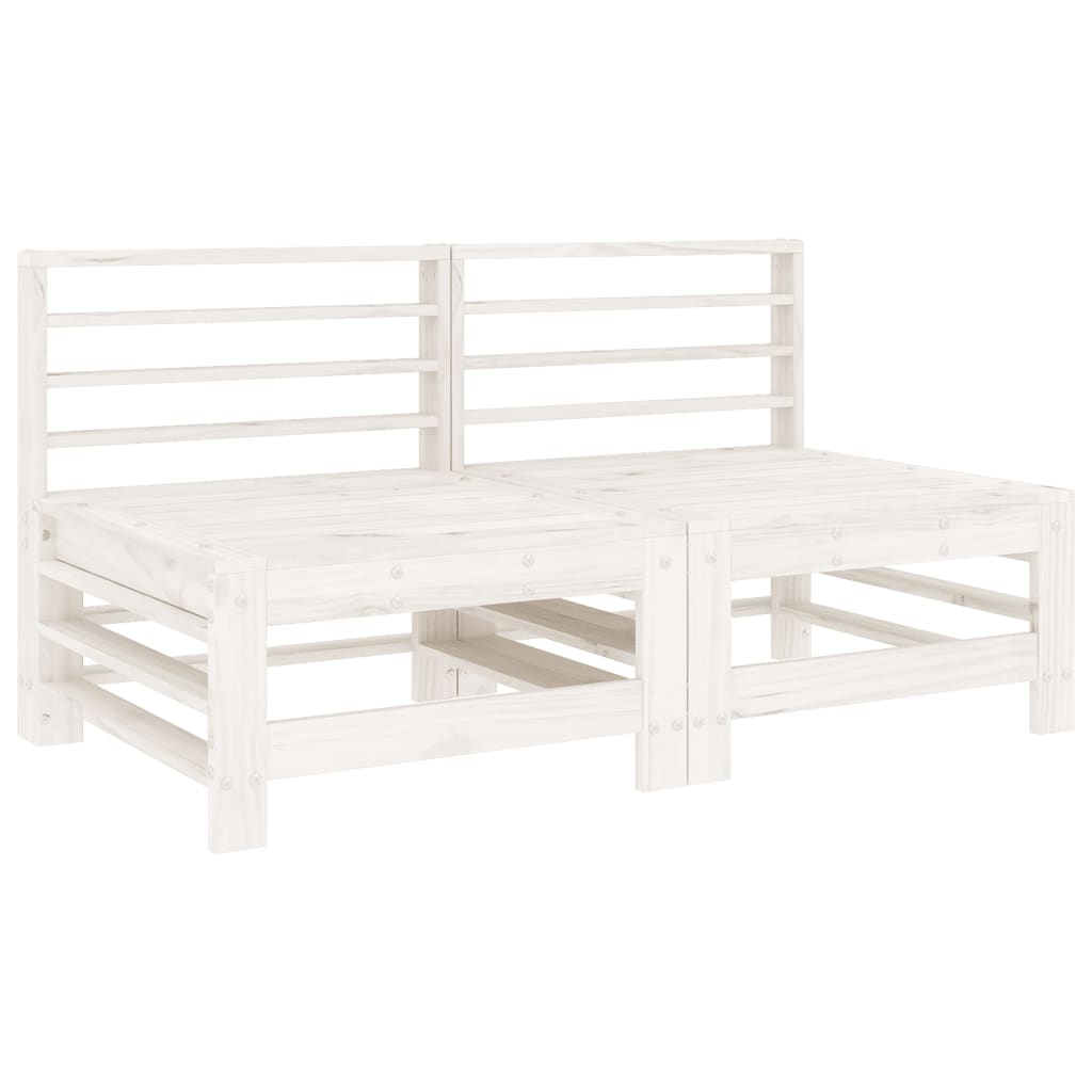 Sofás de centro para jardim 2 pcs madeira pinho maciça branco
