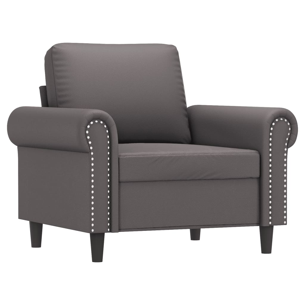 Poltrona com apoio de pés couro artificial 60 cm cinzento
