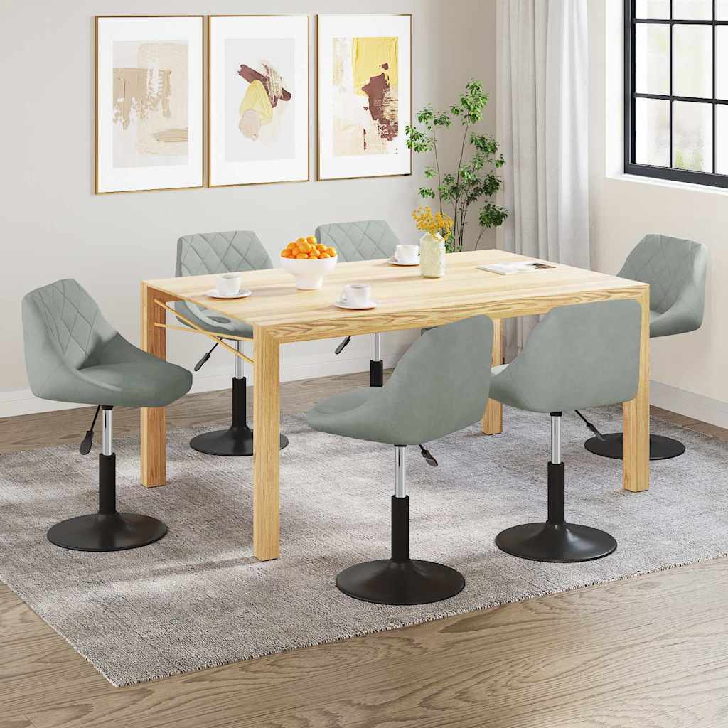 Cadeiras de jantar giratórias 6 pcs veludo cinzento-claro