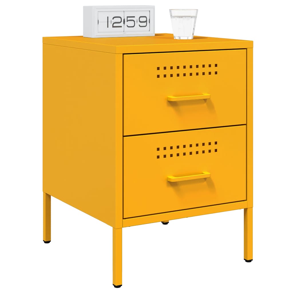 Mesa de cabeceira 36x39x50,5 cm aço amarelo mostarda