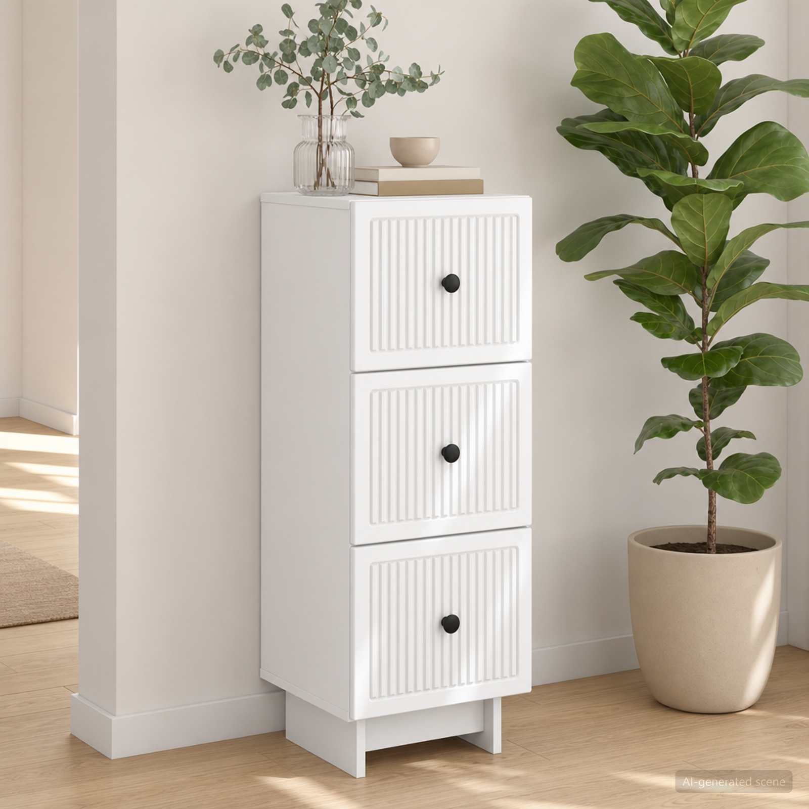 Gabinete de gavetas branco 33 x 34,5 x 90 cm