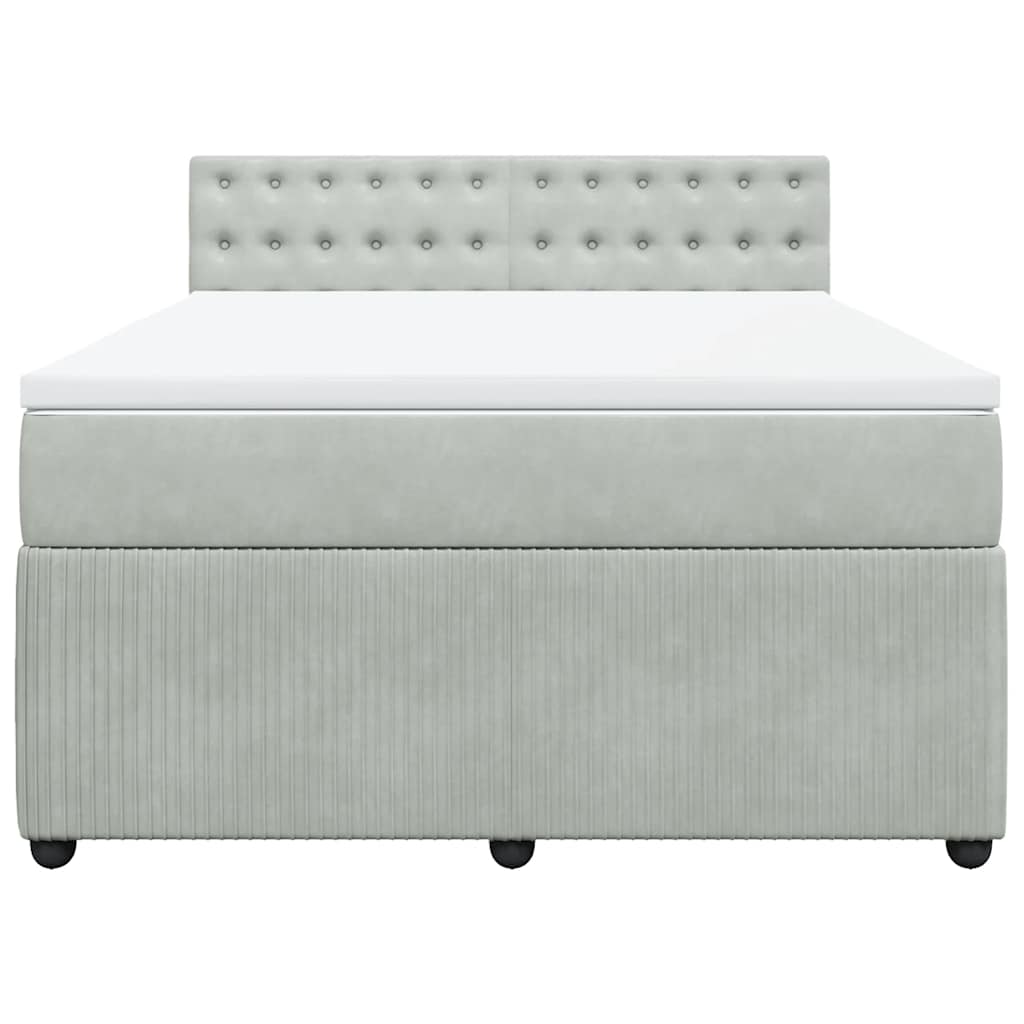 Cama com molas/colchão 140x190 cm veludo cinzento-claro