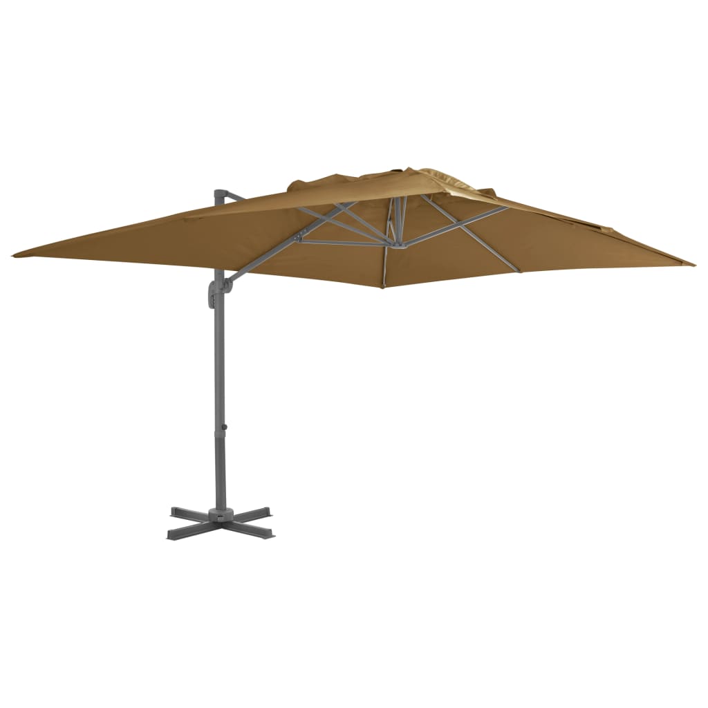 Guarda-sol de jardim com base portátil cinzento-acastanhado
