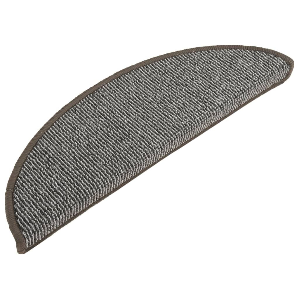 Tapetes de escada 15 peças 56x17x3 cm cinza semicircular